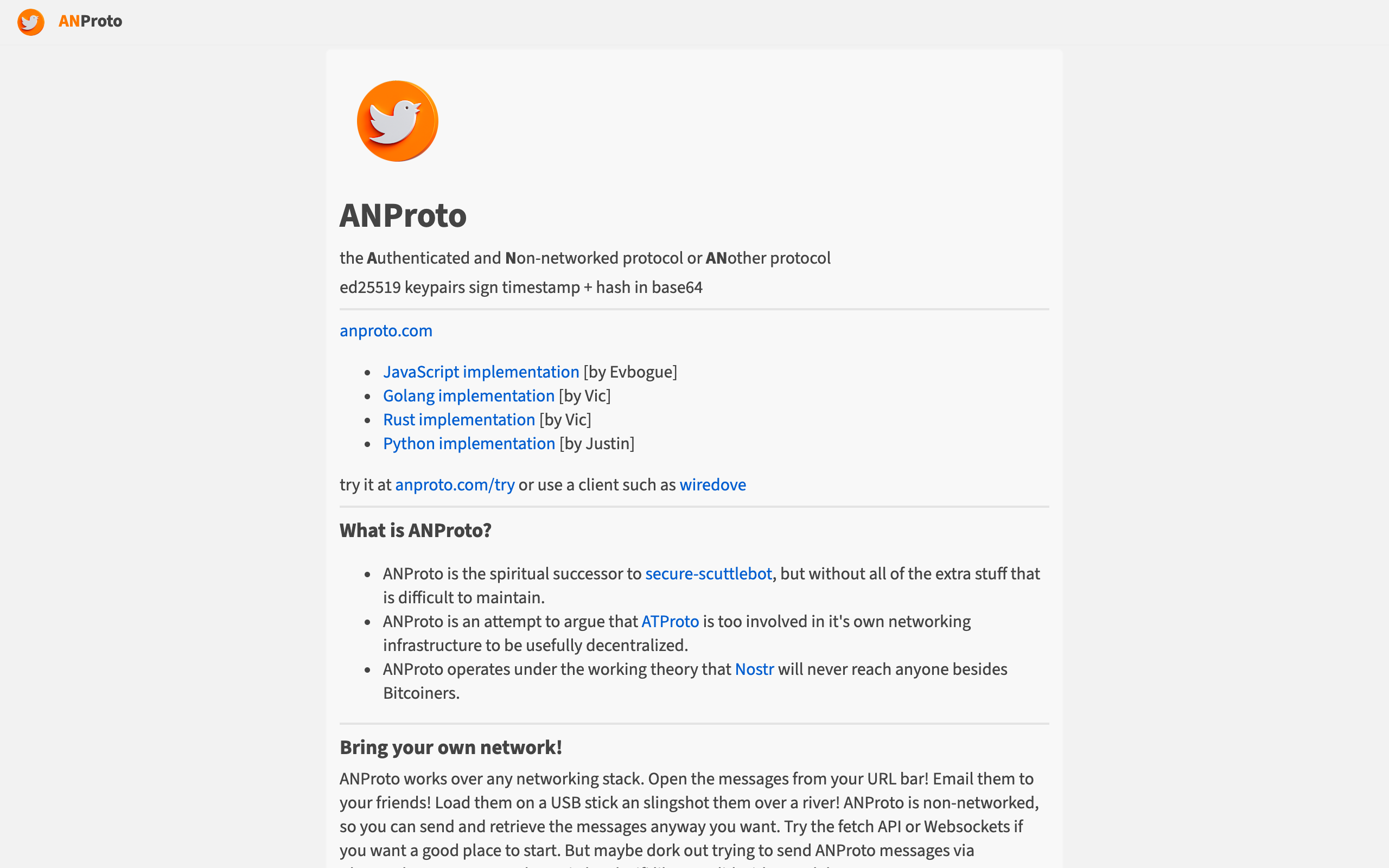 Screenshot of ANProto